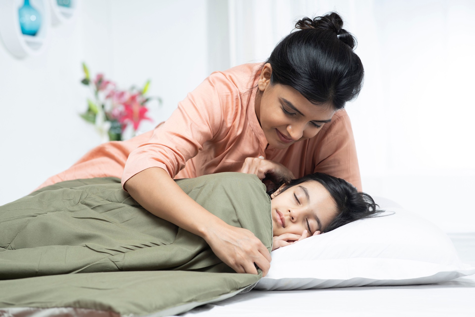 Mother and daughther happy together stock photo